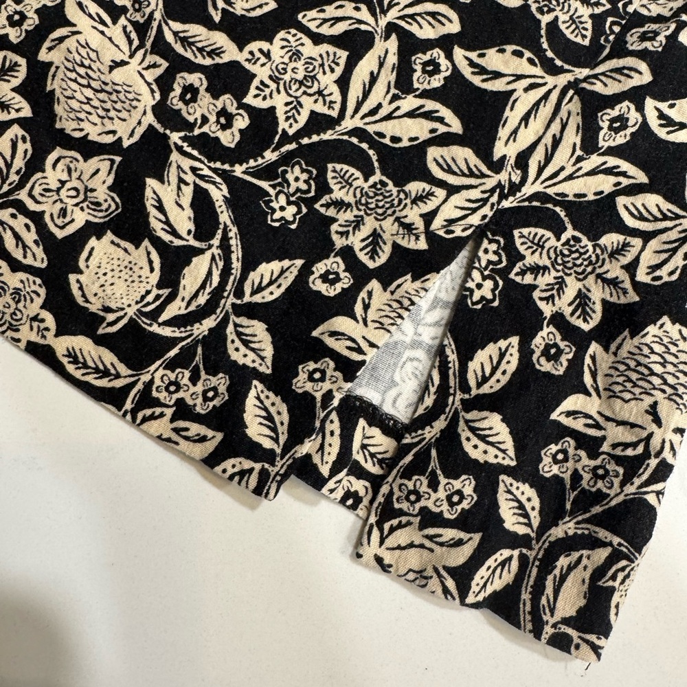 Mango Linen Black-White Floral‎ Mini Skirt Size Large - Picture 10 of 13
